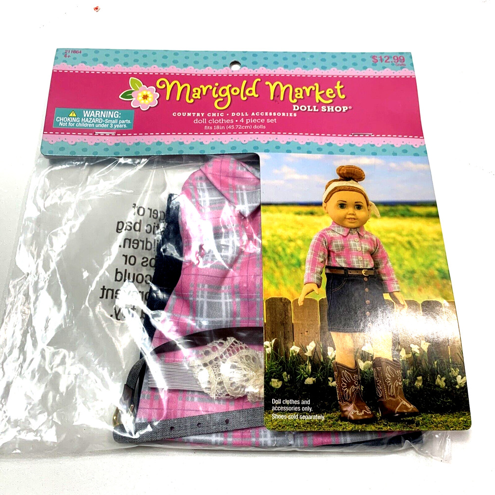 Marigold Market ~ Doll Shop ~ Country Chic ~ 4 Piece ~ Doll Clothes ~ New/Sealed
